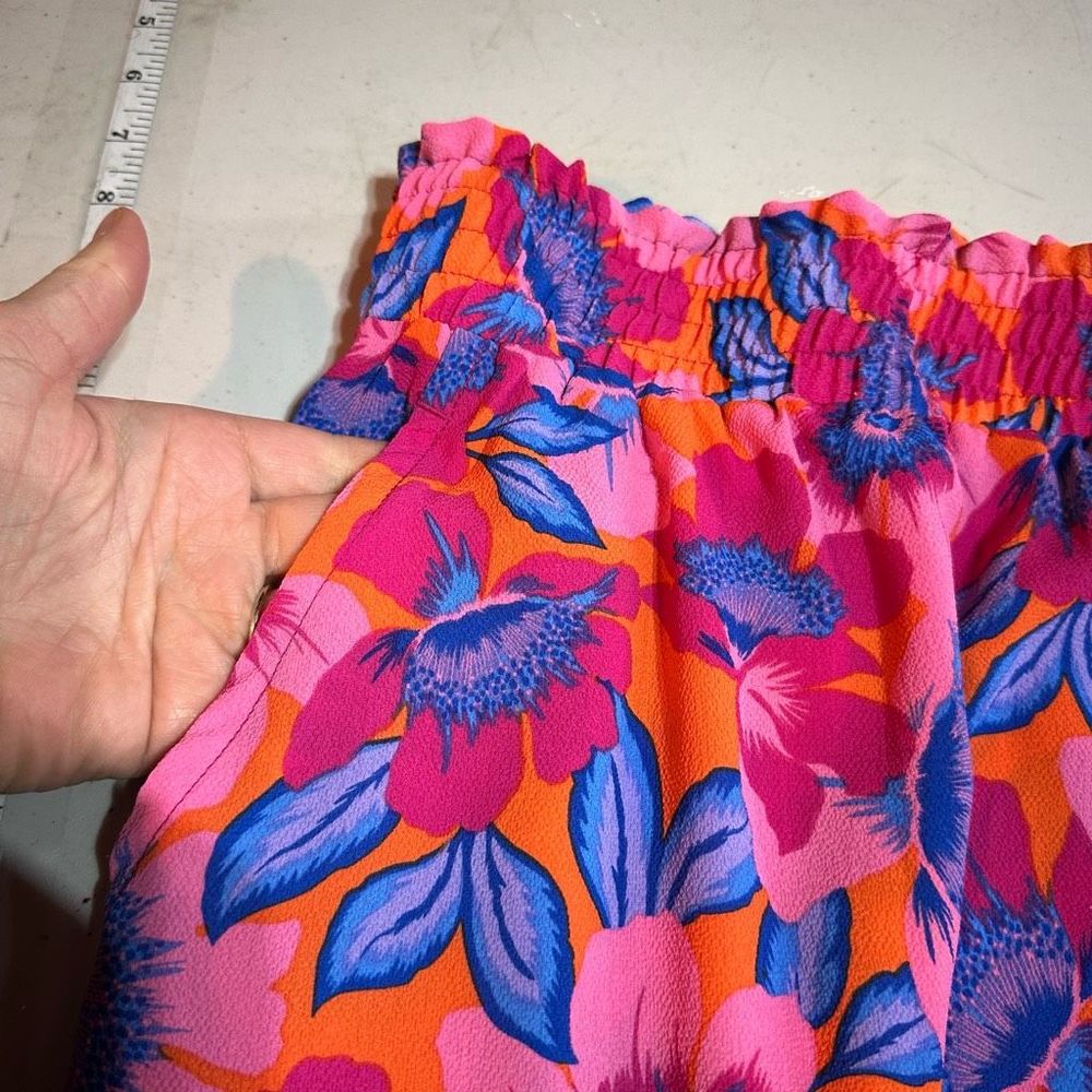 NWT Rose + Olive Women's Floral High Waist Crop Wide Leg Pants Blue Pink Size 3X - Picture 11 of 14